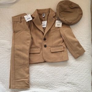 Janie and Jack Camel Suit Set with Cap
